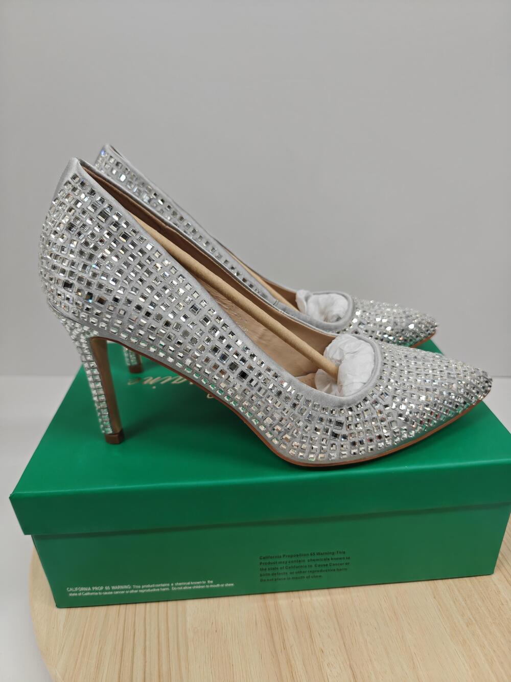 Lauren Lorraine Shoes Womens Size 10 Silver Dazzle Rhinestone Pumps Heels M100